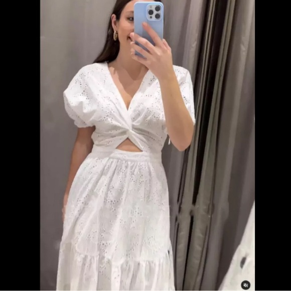 NWT ZARA Gorgeous Knotted Embroidered Dress - Picture 3 of 3